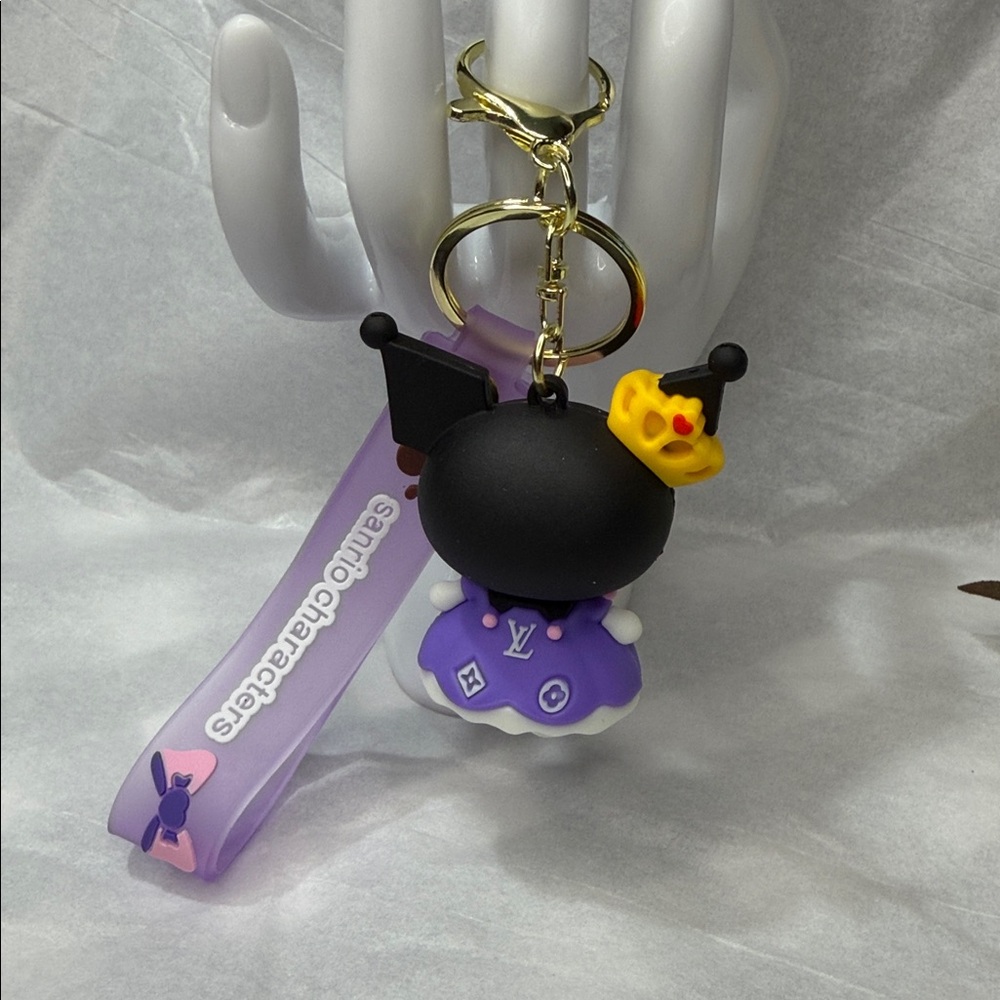 😍Kuromi Purple Character Keychain Wristlet With Monogrammed Luxury Print😍 - Picture 3 of 3